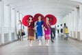 Portrait of Beautiful Laos women wear traditional dress