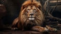 Portrait of a Beautiful lion, lion in dark