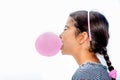 Portrait of a beautiful little girl blowing bubbles Royalty Free Stock Photo