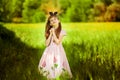 Portrait of beautiful little girl in elegant dress