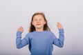 Portrait of beautiful little girl happy smiling on studio. Isolated white background Royalty Free Stock Photo