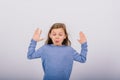 Portrait of beautiful little girl happy smiling on studio. Isolated white background Royalty Free Stock Photo