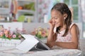 Portrait of beautiful little girl with tablet pc Royalty Free Stock Photo