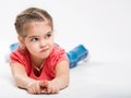 Portrait of a beautiful little girl. Children`s Envy Royalty Free Stock Photo