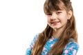 Portrait of a beautiful little smiling girl on a white backgroun Royalty Free Stock Photo