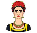 Portrait of the beautiful Mexican woman in ancient clothes. Boho chic, ethnic, vintage.