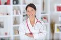 Portrait beautiful middle aged female doctor smiling Royalty Free Stock Photo