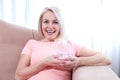 Portrait beautiful middle aged woman drinking water in the morning Royalty Free Stock Photo