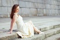 Portrait of the beautiful modern ballerina outdoors