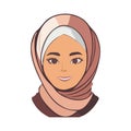 Portrait of beautiful Moslem girl or Moslem woman wearing hijab vector illustration