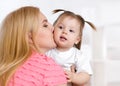 Portrait of beautiful mother kissing her child Royalty Free Stock Photo