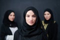 Portrait of beautiful muslim women in fashionable dress