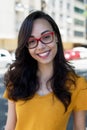 Portrait of beautiful nerdy girl with glasses