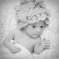 Portrait of a beautiful newborn girl with Down syndrome Royalty Free Stock Photo