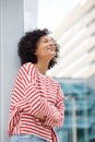 Beautiful older woman standing outside in city Royalty Free Stock Photo