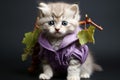 Portrait of a beautiful Persian cat dressed as grape fruit