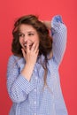 Woman playing with her long silky hair Royalty Free Stock Photo