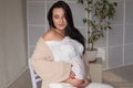 Portrait of beautiful pregnant woman home before childbirth Royalty Free Stock Photo