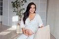 Portrait of beautiful pregnant woman home before childbirth Royalty Free Stock Photo