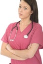 Portrait Of A Beautiful professional Serious Concerned Young Female Doctor with Stethoscope