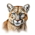 Portrait of Beautiful Puma. Cougar, mountain lion, isolated on white backgrounds Royalty Free Stock Photo