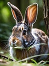 portrait of a beautiful rabbit in the garden