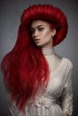 Portrait of beautiful red haired woman