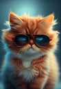 Portrait of a beautiful red persian cat wearing sunglasses. Fashion shot. AI Generative