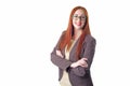 Portrait of beautiful redhead business woman wearing glasses Royalty Free Stock Photo