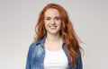 Portrait of beautiful redhead girl smiling to camera Royalty Free Stock Photo