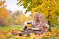 Portrait of beautiful senior couple hugging in the park Royalty Free Stock Photo