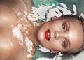 portrait of a beautiful sensual glamourous blonde in water, vogue concept Royalty Free Stock Photo