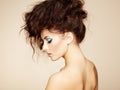 Portrait of beautiful sensual woman with elegant hairstyle. Royalty Free Stock Photo