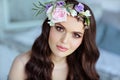 Portrait of a beautiful brunette girl with brown eyes in a Royalty Free Stock Photo