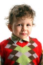 Portrait of beautiful small boy with funny curly h