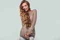 Portrait of beautiful smiling blond woman with long hair Royalty Free Stock Photo