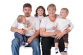 Portrait of beautiful smiling happy family of five Royalty Free Stock Photo