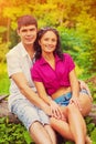 portrait of beautiful smiling and lloking at camera couple instagram stile