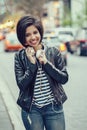 Portrait of beautiful smiling young Caucasian latino girl woman Royalty Free Stock Photo