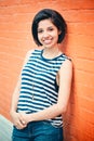 Portrait of beautiful smiling young hipster latin hispanic girl woman with short hair bob Royalty Free Stock Photo