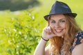 Portrait of beautiful smiling young woman in sunny day Royalty Free Stock Photo