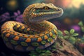 portrait of beautiful snake, reptile, snake animal on dark background, macro photo