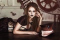 Portrait of a beautiful steampunk woman Royalty Free Stock Photo