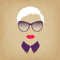 Portrait of a beautiful stylish hipster lady. Vector illustration