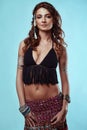 Portrait of beautiful swag young hippie woman Royalty Free Stock Photo