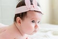 Portrait of beautiful sweet newborn baby girl side-face Royalty Free Stock Photo