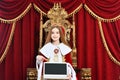 Portrait of beautiful teen girl holding laptop Royalty Free Stock Photo