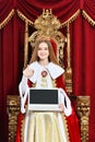 Portrait of beautiful teen girl holding laptop Royalty Free Stock Photo