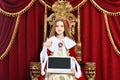 Portrait of beautiful teen girl holding laptop Royalty Free Stock Photo