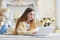 Portrait of beautiful teen girl lying on floor Royalty Free Stock Photo